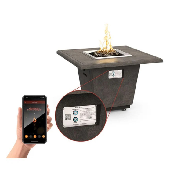 American Fyre Designs 36" Reclaimed Wood Bordeaux Square Fire Bowl FyreStarter Bluetooth | 430-H6C Fyrestarter Phone