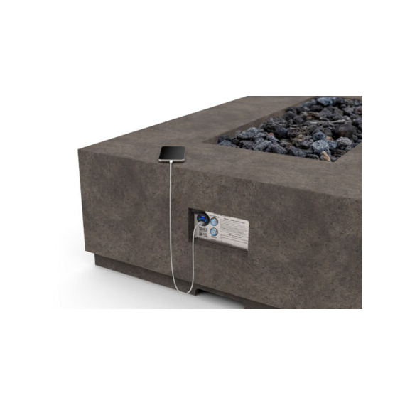 American Fyre Designs 36" Reclaimed Wood Bordeaux Square Fire Bowl FyreStarter Bluetooth | 430-H6C USB Plugged